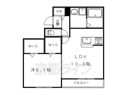 叡山電鉄 元田中駅 徒歩3分 3階建 築8年(1LDK/3階)の間取り写真