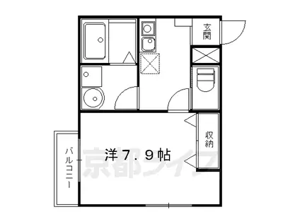 叡山電鉄 元田中駅 徒歩3分 2階建 築8年(1K/2階)の間取り写真