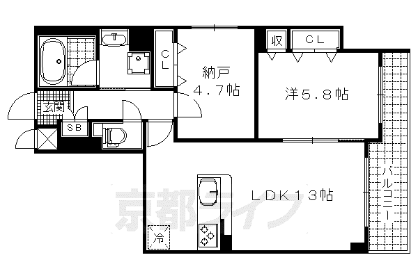 京阪電気鉄道鴨東線 神宮丸太町駅 徒歩13分 3階建 築8年(1SLDK/1階)の間取り写真