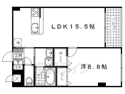 京阪電気鉄道鴨東線 神宮丸太町駅 徒歩13分 3階建 築8年(1LDK/2階)の間取り写真