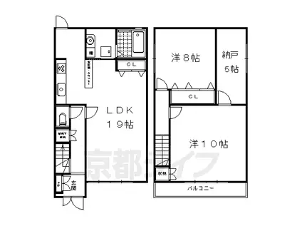 阪急電鉄京都線 大宮駅(京都) 徒歩4分 2階建 築27年(2SLDK)の間取り写真