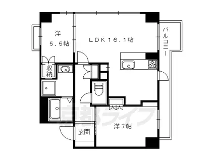 京都市烏丸線 北山駅(京都) 徒歩3分 5階建 築8年(2LDK/2階)の間取り写真