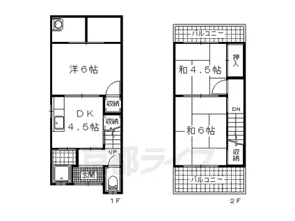 京都市東西線 石田駅(京都市営) 徒歩14分 2階建 築54年(3DK)の間取り写真