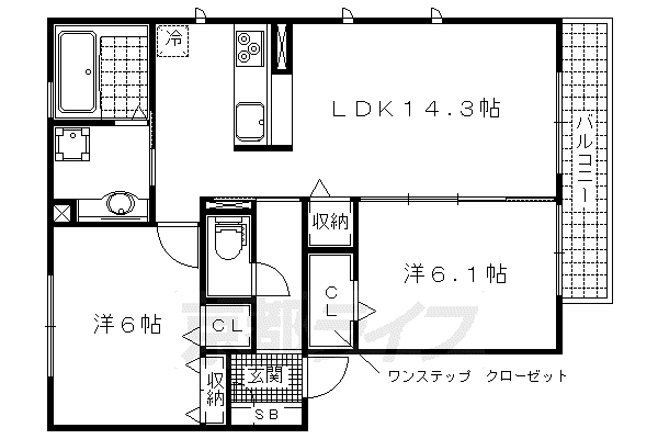 ノクターン深雪(2LDK/1階)の間取り写真