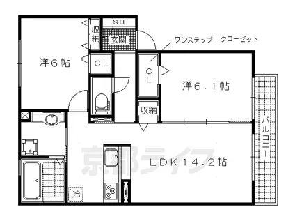 京都市東西線 醍醐駅(京都) 徒歩10分 3階建 築12年(2LDK/1階)の間取り写真