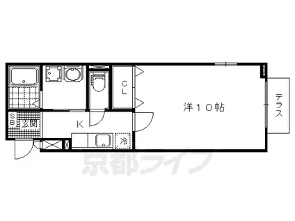 京都市東西線 東野駅(京都) 徒歩14分 2階建 築12年(1K/1階)の間取り写真