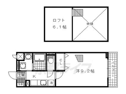 京都市東西線 東野駅(京都) 徒歩14分 2階建 築12年(1K/2階)の間取り写真