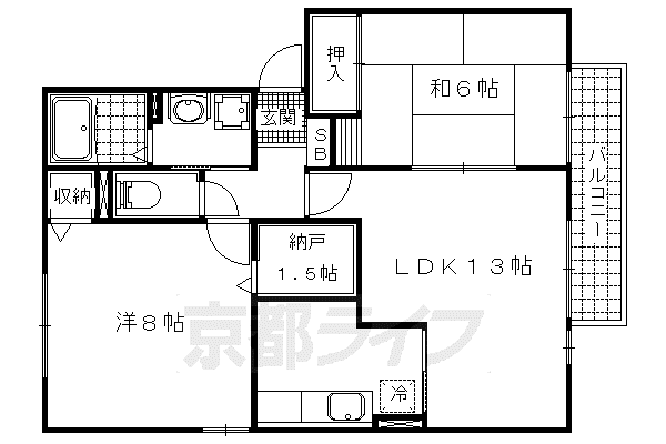 モンテカンパーニャA棟(2LDK/1階)の間取り写真
