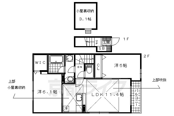 ラルーチェ(2LDK/1階)の間取り写真