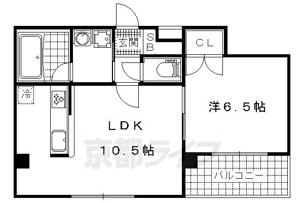 京都市東西線 東野駅(京都) 徒歩5分 10階建 築12年(1LDK/4階)の間取り写真