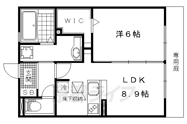 東海道本線 山科駅 徒歩8分 2階建 築12年(1LDK/1階)の間取り写真