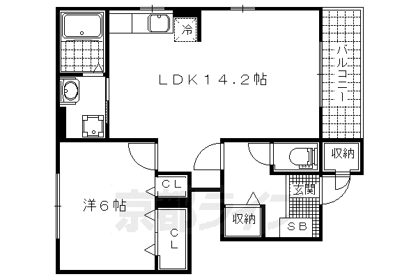 ベル フィオーレ(1LDK/1階)の間取り写真