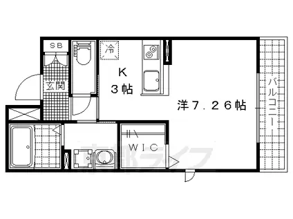 京都市東西線 椥辻駅 徒歩1分 3階建 築12年(ワンルーム/2階)の間取り写真