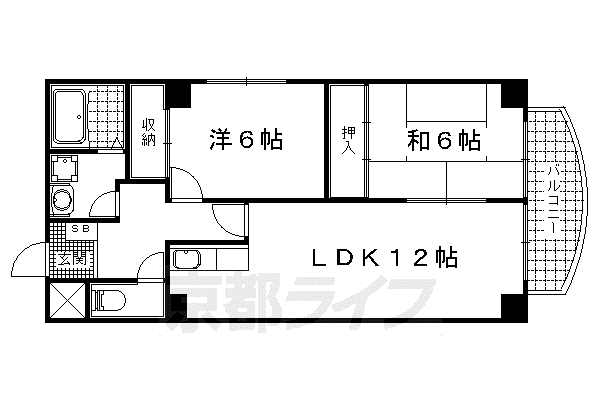 マンショングレース(2LDK/4階)の間取り写真