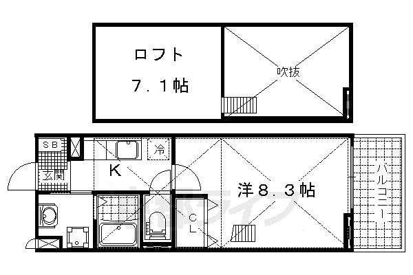 京都市東西線 椥辻駅 徒歩11分 3階建 築12年(1K/3階)の間取り写真