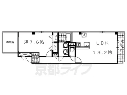 京都市東西線 小野駅(京都) 徒歩8分 3階建 築11年(1LDK/1階)の間取り写真