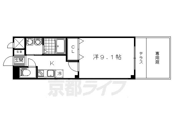 京都市東西線 石田駅(京都市営) 徒歩4分 2階建 築11年(1K/1階)の間取り写真