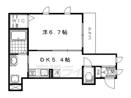東海道本線 山科駅 徒歩6分 2階建 築11年(1DK/1階)の間取り写真