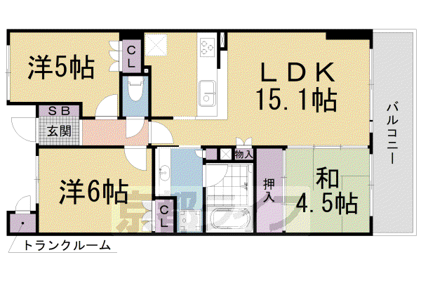 プラウド大津におの浜(3LDK/14階)の間取り写真