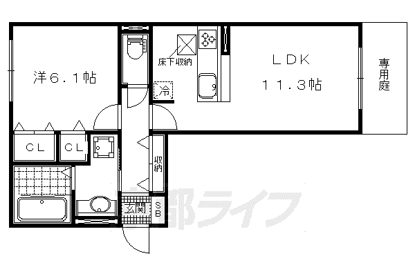 ラ ルーチェ一里山(1LDK/1階)の間取り写真