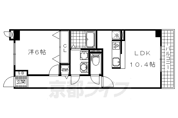 京都市東西線 椥辻駅 徒歩13分 4階建 築11年(1LDK/4階)の間取り写真