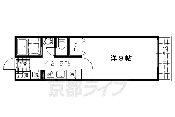 メゾンボナール(1K/1階)の間取り写真