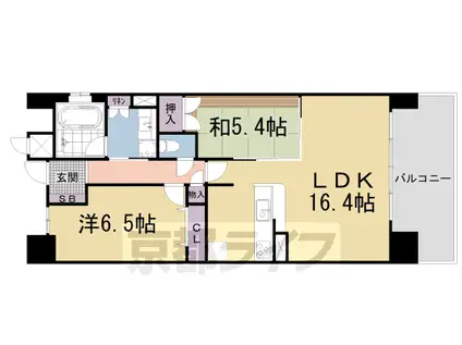 京都市東西線 山科駅 徒歩5分 7階建 築13年(2LDK/4階)の間取り写真