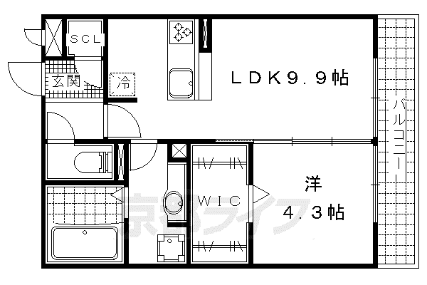 セジュール神宮道(1LDK/1階)の間取り写真