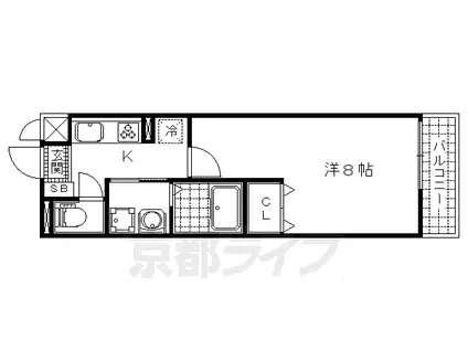 京都市東西線 椥辻駅 徒歩6分 3階建 築10年(1K/3階)の間取り写真