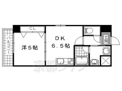 R-2コート(1DK/5階)の間取り写真