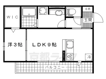 京都市東西線 石田駅(京都市営) 徒歩5分 3階建 築10年(1LDK/3階)の間取り写真