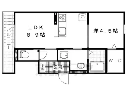 京都市東西線 石田駅(京都市営) 徒歩5分 3階建 築10年(1LDK/3階)の間取り写真