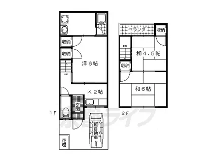 京都市東西線 椥辻駅 徒歩23分 2階建 築55年(3K)の間取り写真