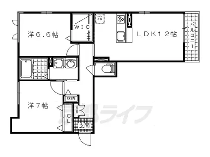 京都市東西線 小野駅(京都) 徒歩7分 3階建 築10年(2LDK/3階)の間取り写真