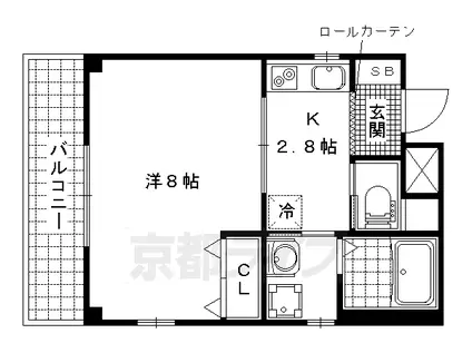 京都市東西線 東野駅(京都) 徒歩5分 3階建 築10年(1K/3階)の間取り写真