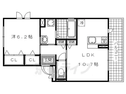 京都市東西線 御陵駅 徒歩11分 3階建 築10年(1LDK/1階)の間取り写真