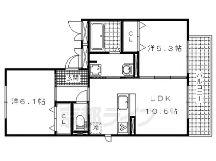 エール北花山(2LDK/3階)の間取り写真