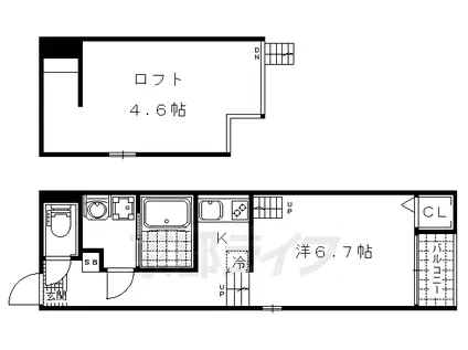 京都市東西線 椥辻駅 徒歩7分 2階建 築9年(1K/2階)の間取り写真
