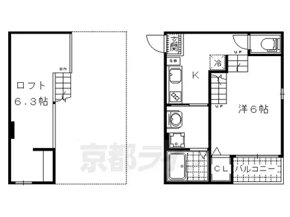 京都市東西線 東野駅(京都) 徒歩7分 2階建 築9年(1K/1階)の間取り写真