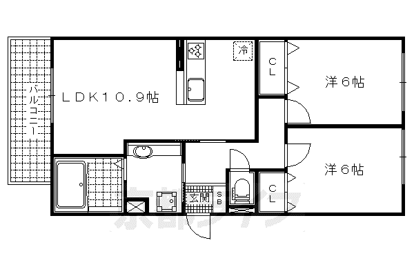 京都市東西線 椥辻駅 徒歩18分 3階建 築9年(2LDK/1階)の間取り写真