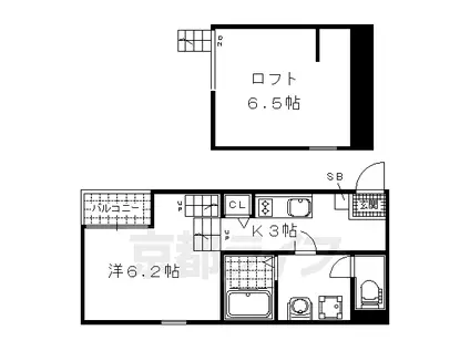 京都市東西線 醍醐駅(京都) 徒歩10分 2階建 築9年(1K/1階)の間取り写真