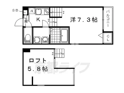 ハーモニーテラス高塚(1K/1階)の間取り写真