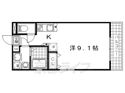 京阪電気鉄道京津線 四宮駅 徒歩3分 4階建 築9年(1K/4階)の間取り写真