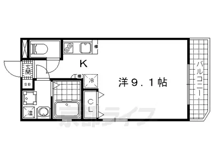 京阪電気鉄道京津線 四宮駅 徒歩3分 4階建 築8年(1K/1階)の間取り写真