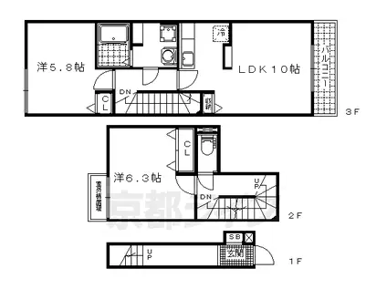 京都市東西線 東野駅(京都) 徒歩13分 3階建 築8年(2LDK/1階)の間取り写真