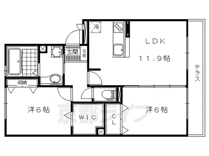 アルタ唐崎ビュー(2LDK/1階)の間取り写真