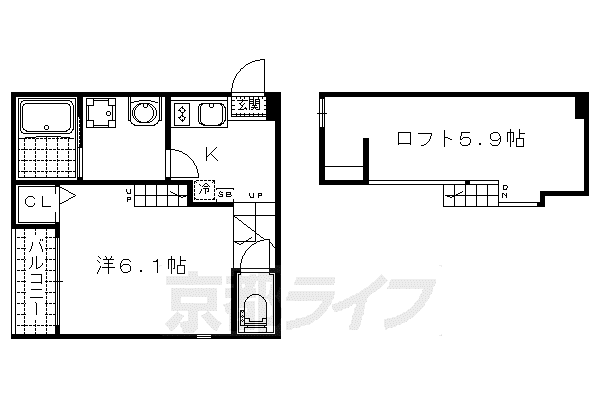 京都市東西線 醍醐駅(京都) 徒歩9分 2階建 築9年(1K/1階)の間取り写真