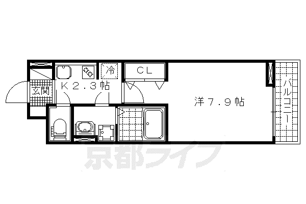 ローレル(1K/3階)の間取り写真