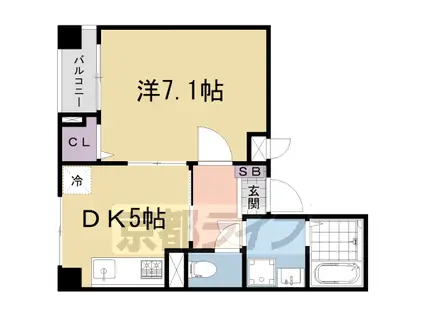 ヴィラ・グレイス浜大津(1DK/3階)の間取り写真