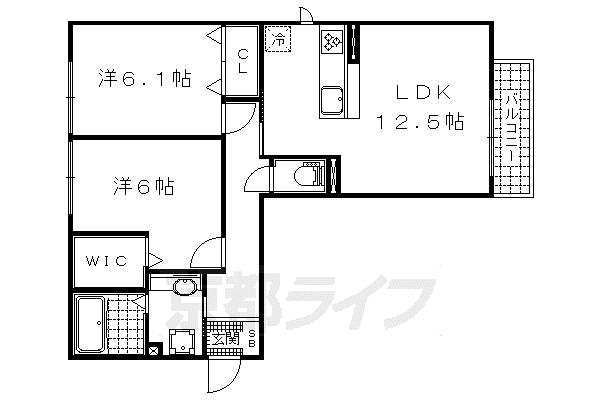 LUCE比叡(2LDK/3階)の間取り写真